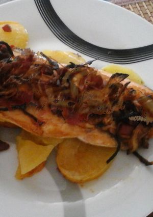 Una foto de Trucha con jamón