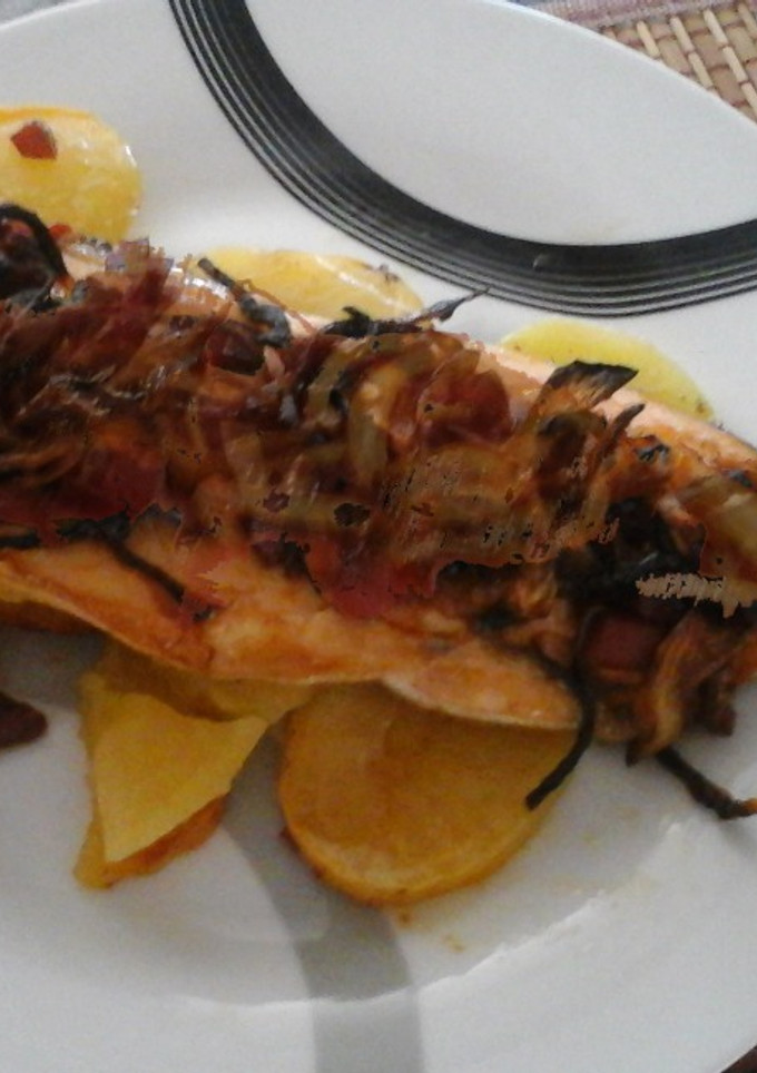 Una foto de Trucha con jamón