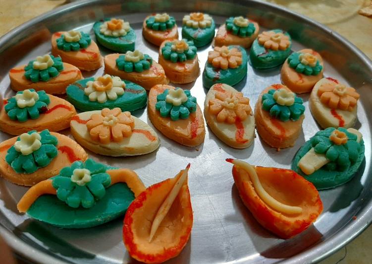 Recipe of Homemade Burfi in rakhi shapes