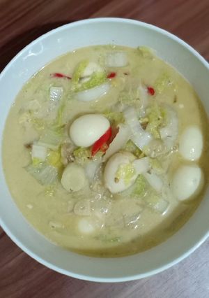Foto resep Sawi putih santan campur telur puyuh