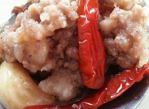 Hình của món Mắm tép xào thịt.