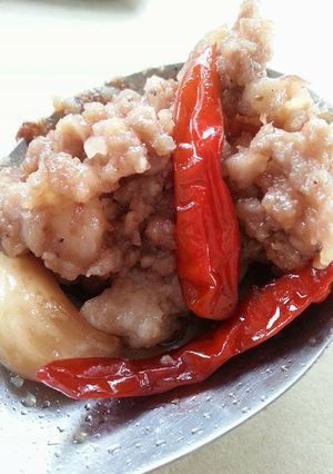Hình của món Mắm tép xào thịt.