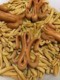 Pâtes de pois chiches aux saucisses de Strasbourg