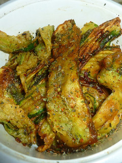 A picture of Spicy Zucchini Chips 🥒 🔥🔥.
