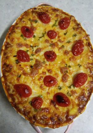 A picture of Curried Fish Polenta Pie.