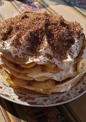 Una foto de Torre de panqueques dulces