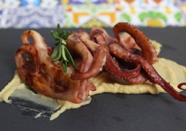 Roasted octopus on fragrant chickpea puree