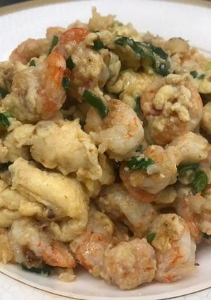 澎湖野生劍蝦滑蛋 的食譜成品照片