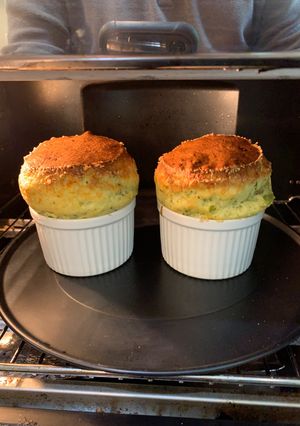 A picture of Easy Cheese and Spinach Soufflé.