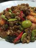 Tumis oncom udang pete