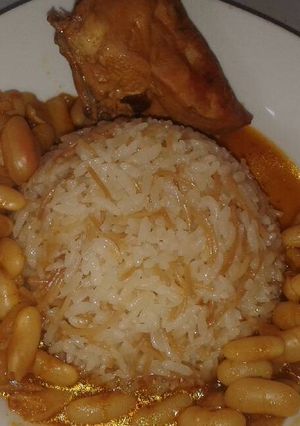 صورة لوصفة رزمع فصوليه بيضاء بدجاج