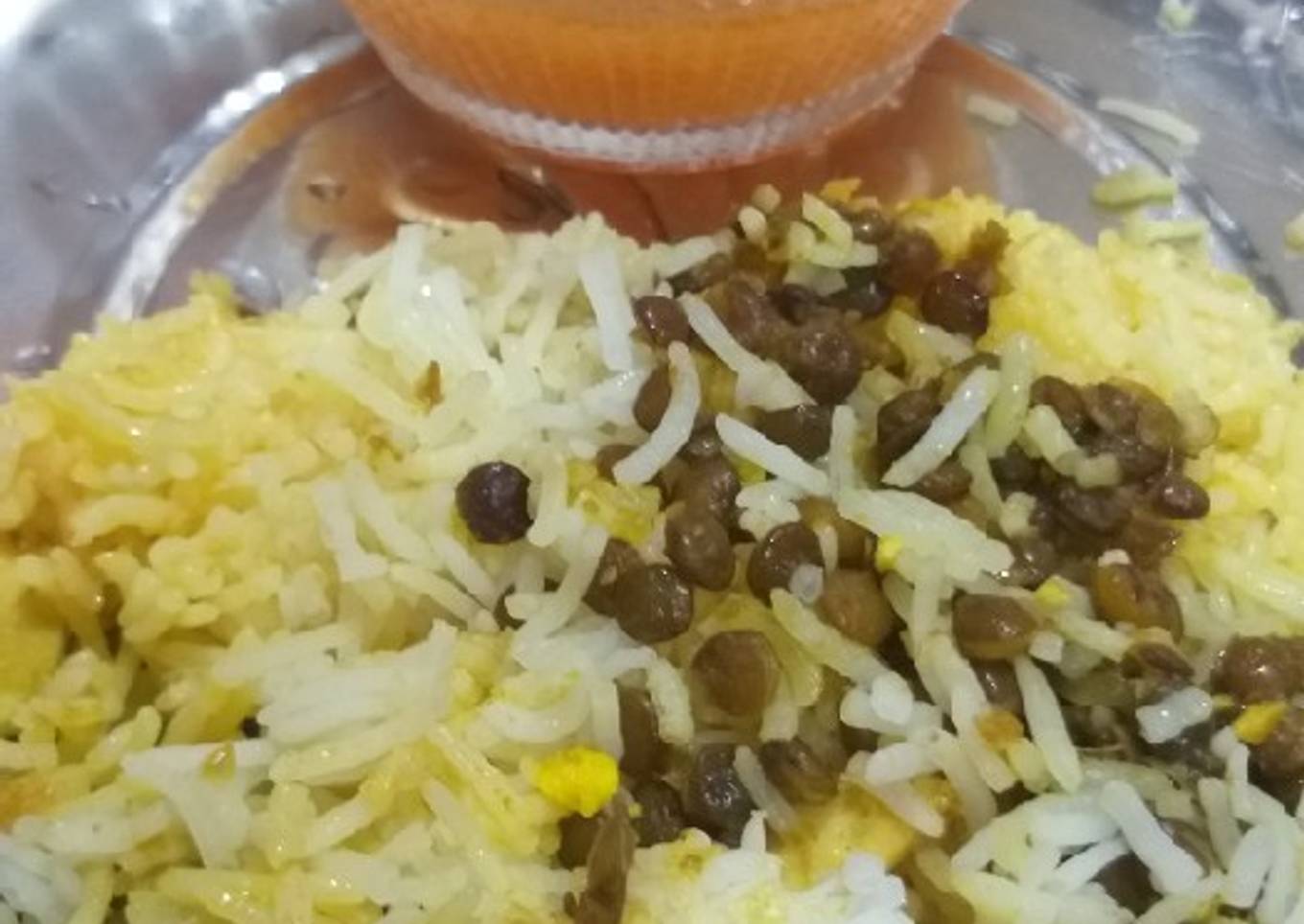Black masoor pulao with tomato soup