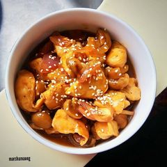 A picture of Honey Soy Ginger Chicken Breasts with Mushrooms.