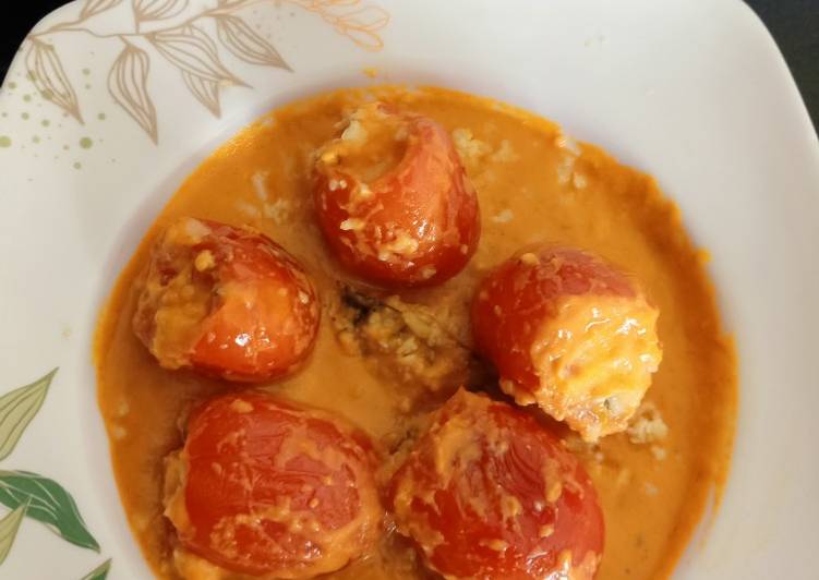 Simple Way to Make Quick Stuffed Tomatoes in Makhni Gravy