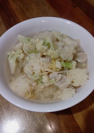 Foto resep Sop jamur bokji kembang kol