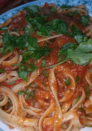 صورة لوصفة معكرونه شرايط خطييييرة 🍝🥘