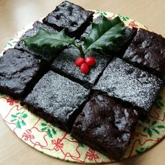 A picture of Vickys Christmas Brownies, GF DF EF SF NF.