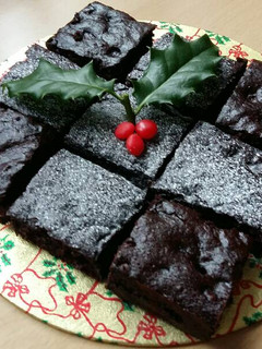A picture of Vickys Christmas Brownies, GF DF EF SF NF.
