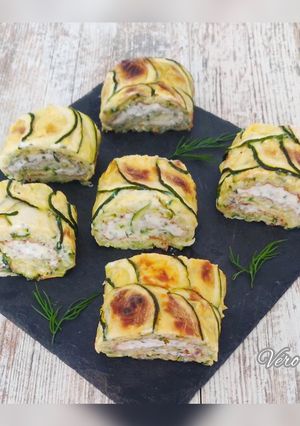 Une photo de Roulé de courgettes à la ricotta