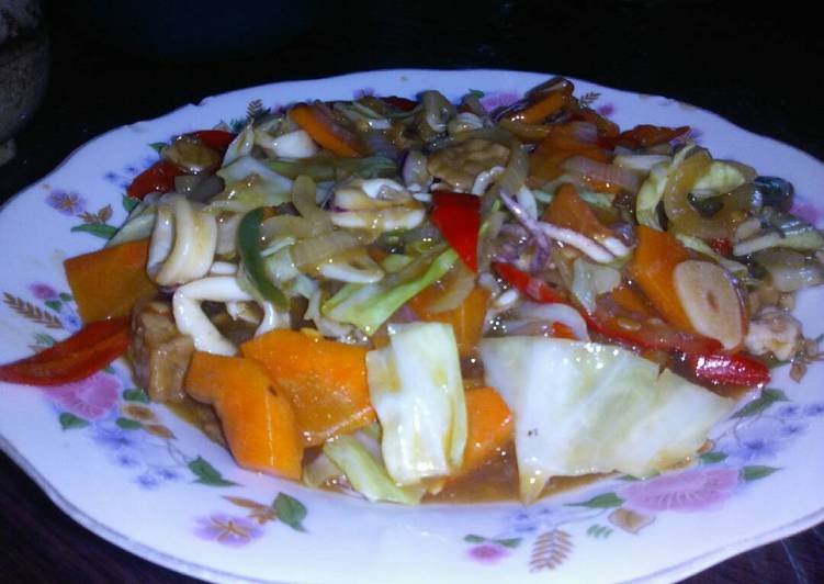 Cumi masak sayur teriyaki