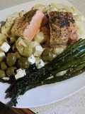Brad's seared salmon w/ gnocchi carbonara