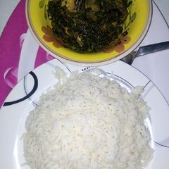 White rice with vegetables soup A picture of White rice with vegetables soup.
