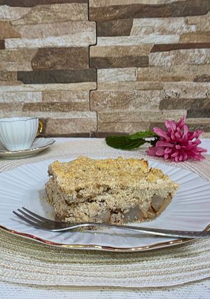 Una foto de Crumble de peras