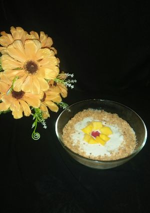 A picture of Mango fruit trifle.