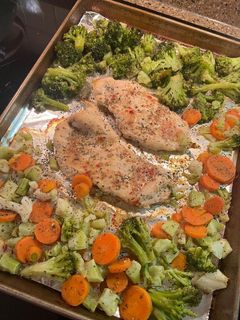 A picture of Sheet Pan Chicken and Veggies.