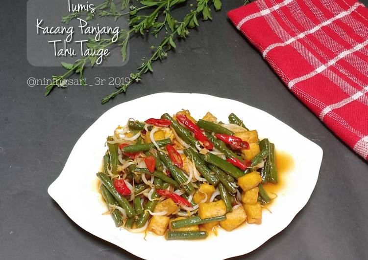 Tumis kacang panjang, tahu, tauge