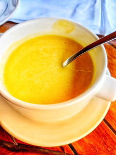 A picture of Creamy Carrot Ginger soup.