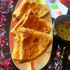 A picture of Puran poli with thandai flavour.