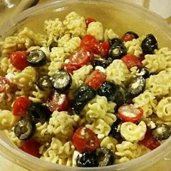 A picture of Ridiculously Easy Greek Inspired Pasta Salad.
