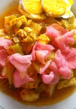 Foto resep Lontong kapur sirih/sadah gulai ayam labu siam dan tahu (khas pa