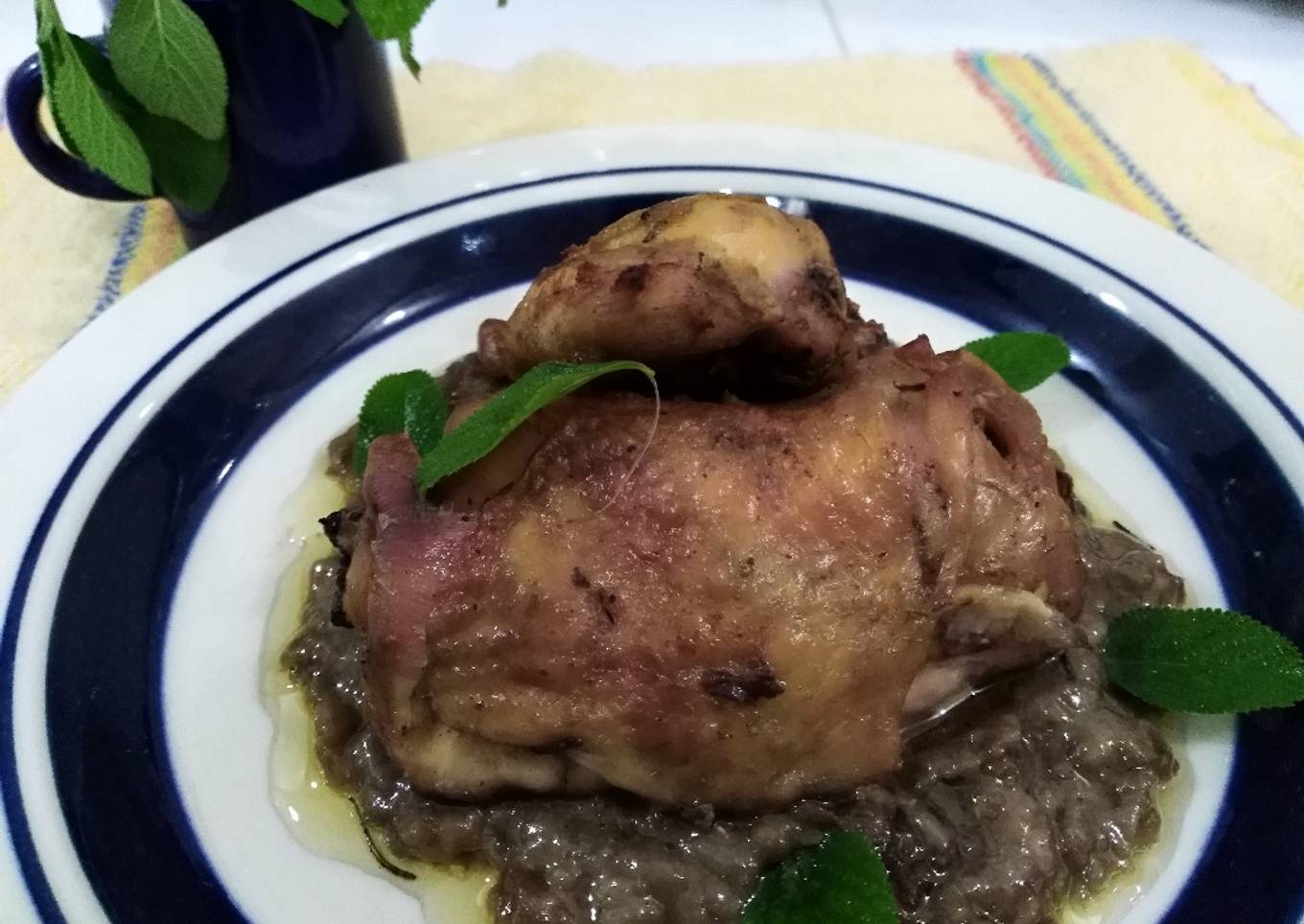 Pollo a la naranja con menta