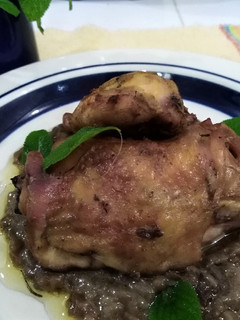 Una foto de Pollo a la naranja con menta