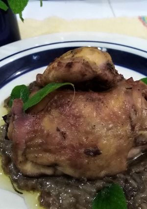 Una foto de Pollo a la naranja con menta