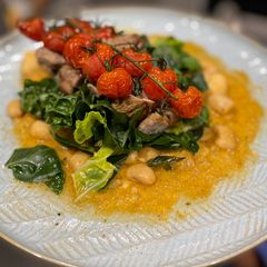 A picture of Salt Marsh Lamb with Red Pesto Butterbeans.