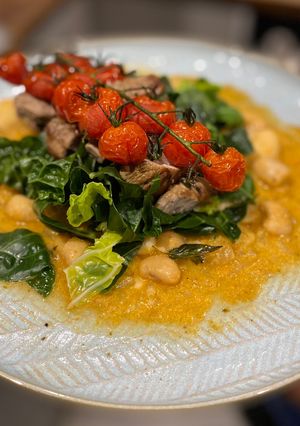 A picture of Salt Marsh Lamb with Red Pesto Butterbeans.