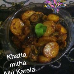 A picture of Khatta mitha Aloo karela.