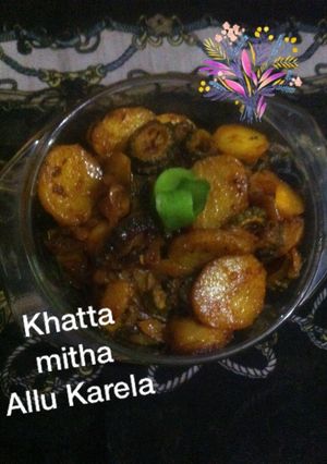 A picture of Khatta mitha Aloo karela.