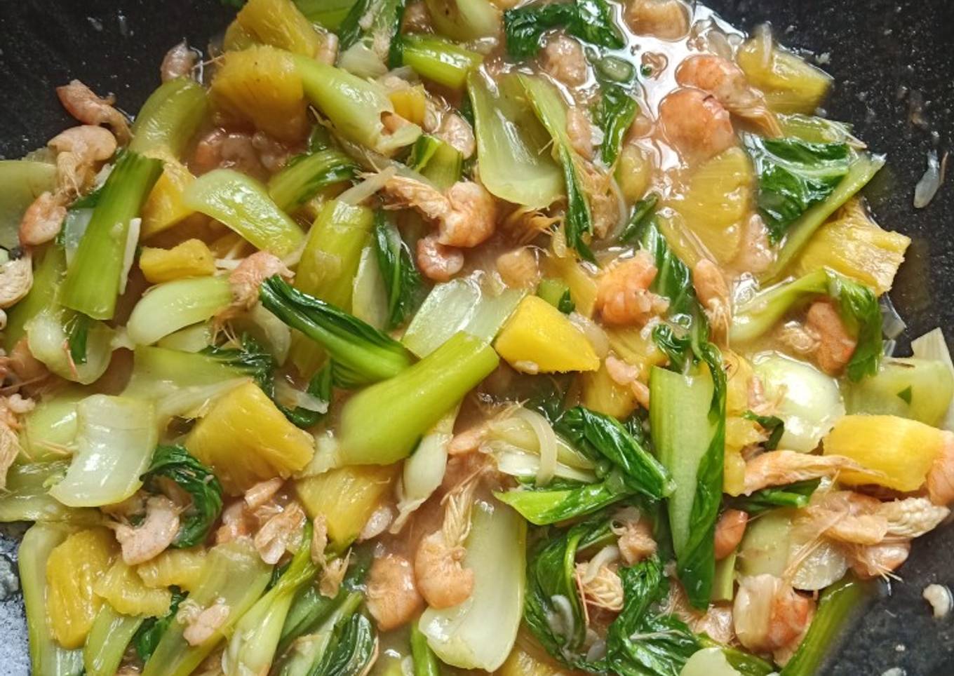 Asam manis udang pakcoy