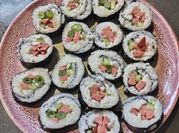 A picture of chicken sushi