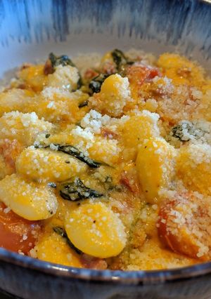 A picture of Creamy Chorizo, Tomato & Spinach Gnocchi.