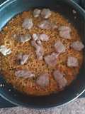 Arroz seco de costillar ibérico con filete de aguja