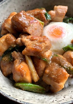 A picture of Sanshō Miso Chicken Rice Bowl.