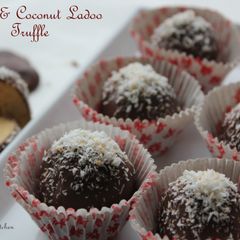 Besan and Coconut Truffle {Fusion recipe} A picture of Besan and Coconut Truffle {Fusion recipe}.