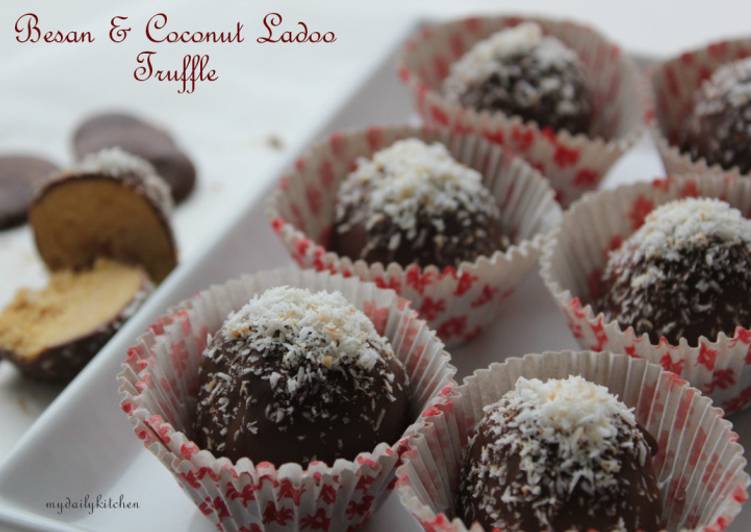 Simple Way to Make Homemade Besan and Coconut Truffle Fusion recipe