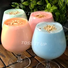 A picture of Colourful Thandai Lassi.