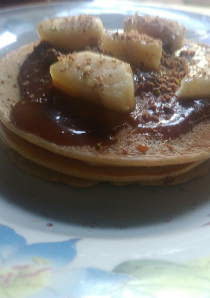 Una foto de Hotcakes de dulce de leche en la plancheta
